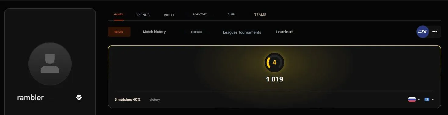 CS253 FACEIT 4 LVL 1019 ELO - 5 Matches - 2023 Reg - Verified - With Native Mail - 1000 FACEIT Points 
